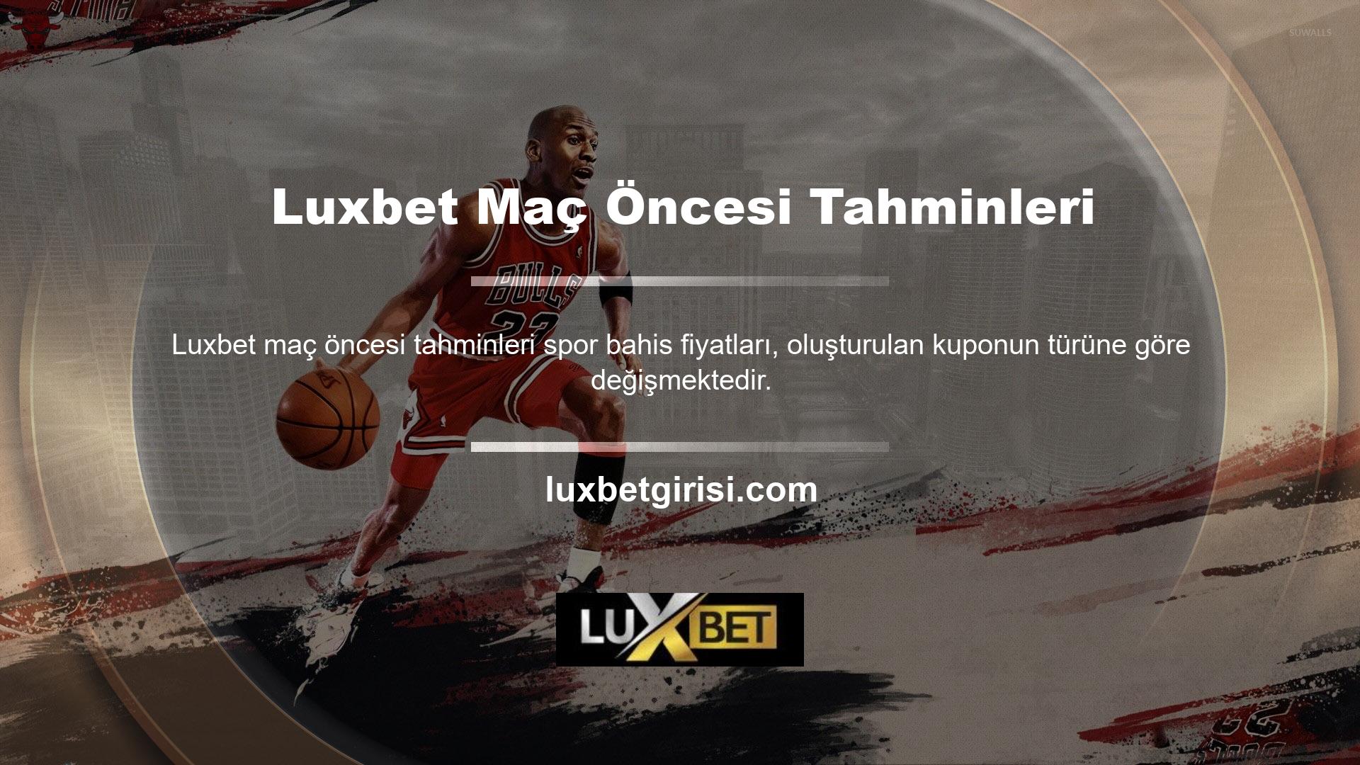 Luxbet web sitesi tüm oyunlar için oyun öncesi seçenekler sunmaktadır